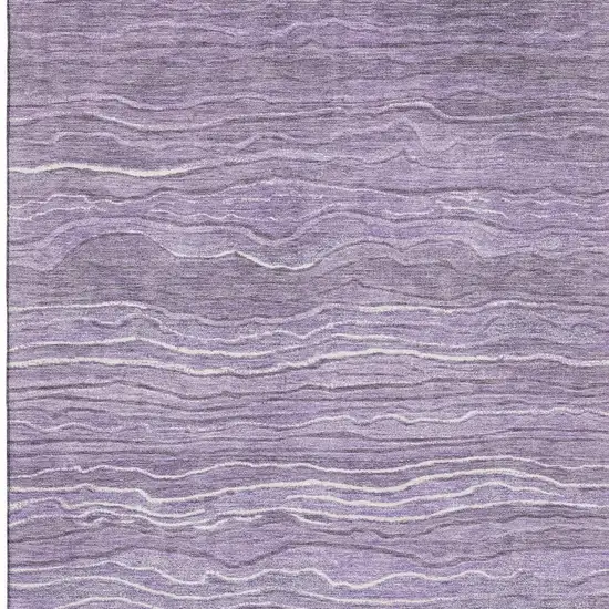 Purple And Ivory Striped Washable Area Rug With UV Protection Photo 4
