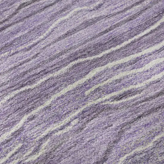 Purple And Ivory Striped Washable Area Rug With UV Protection Photo 8