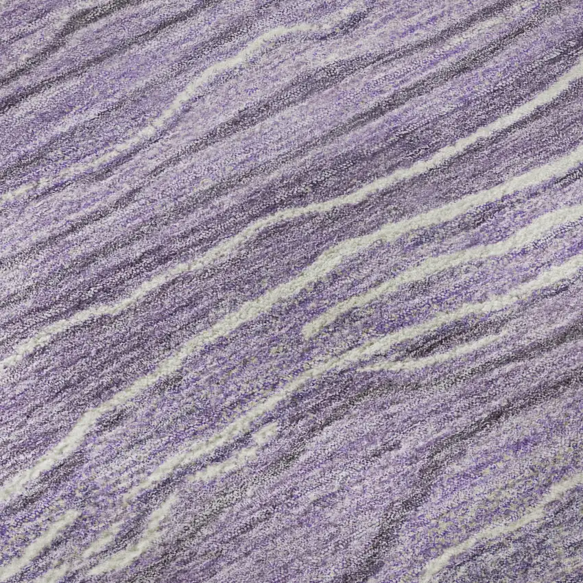 Purple And Ivory Striped Washable Area Rug With UV Protection Photo 8