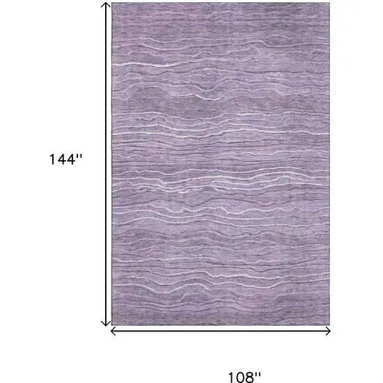 Purple And Ivory Striped Washable Area Rug With UV Protection Photo 9
