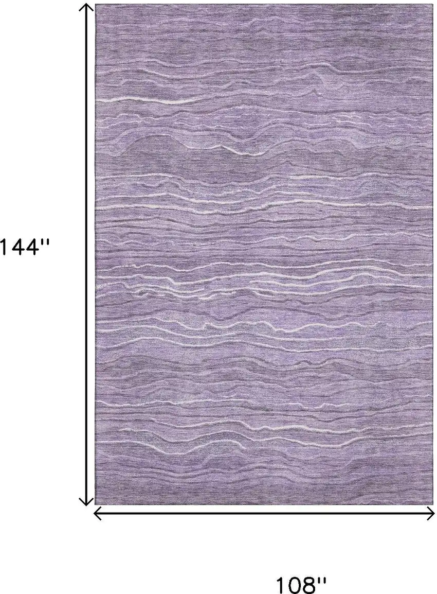 Purple And Ivory Striped Washable Area Rug With UV Protection Photo 9