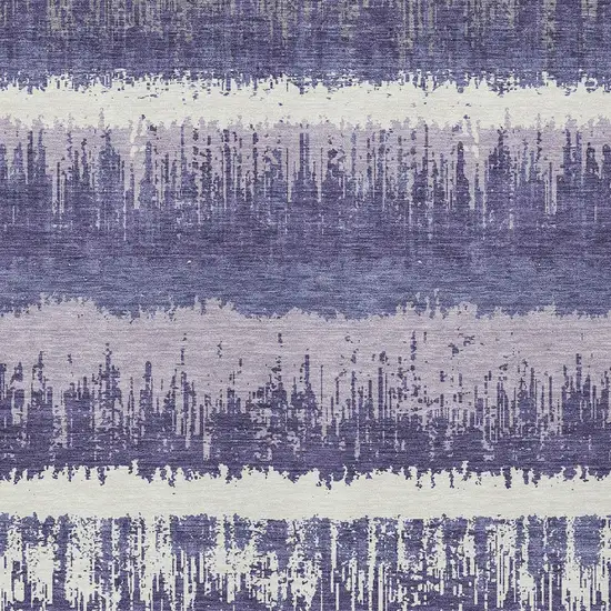Purple And Ivory Striped Washable Indoor Outdoor Area Rug Photo 5