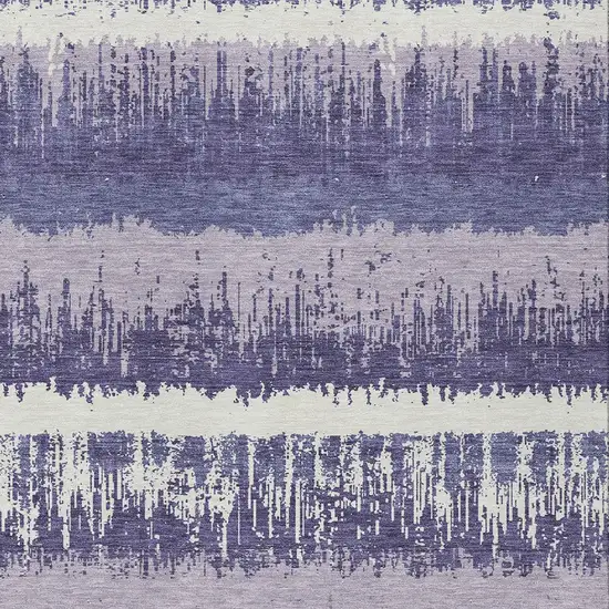Purple And Ivory Striped Washable Indoor Outdoor Area Rug Photo 5