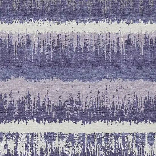 Purple And Ivory Striped Washable Indoor Outdoor Area Rug Photo 5