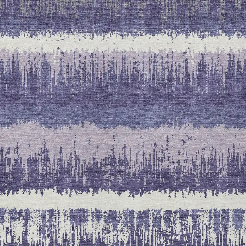 Purple And Ivory Striped Washable Indoor Outdoor Area Rug Photo 5