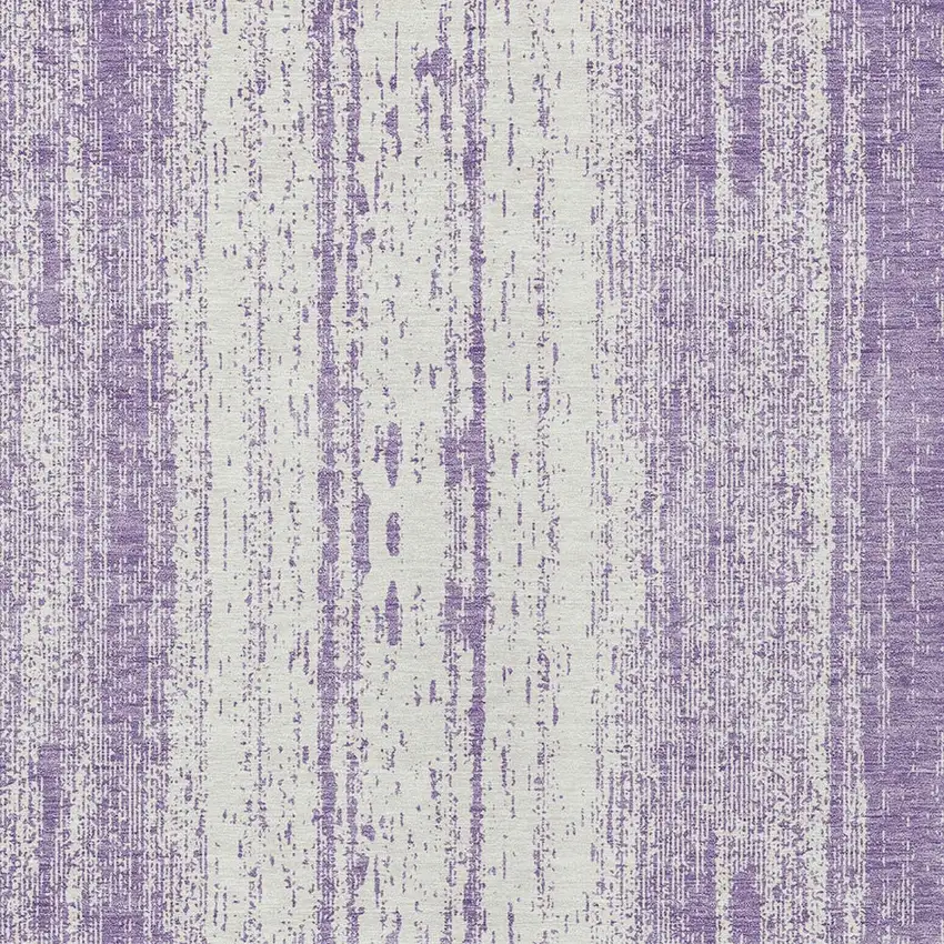 Purple And Ivory Striped Washable Indoor Outdoor Area Rug Photo 6