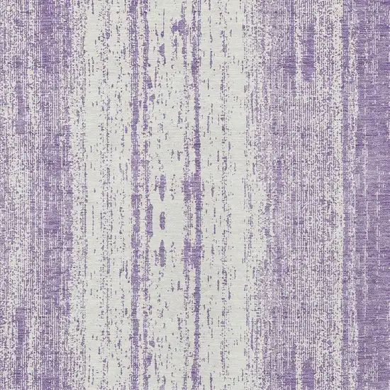 Purple And Ivory Striped Washable Indoor Outdoor Area Rug Photo 6