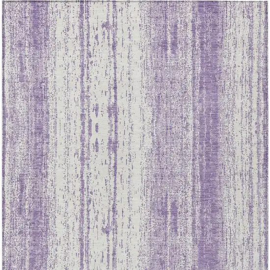 Purple And Ivory Striped Washable Indoor Outdoor Area Rug Photo 7