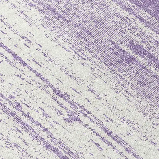 Purple And Ivory Striped Washable Indoor Outdoor Area Rug Photo 8