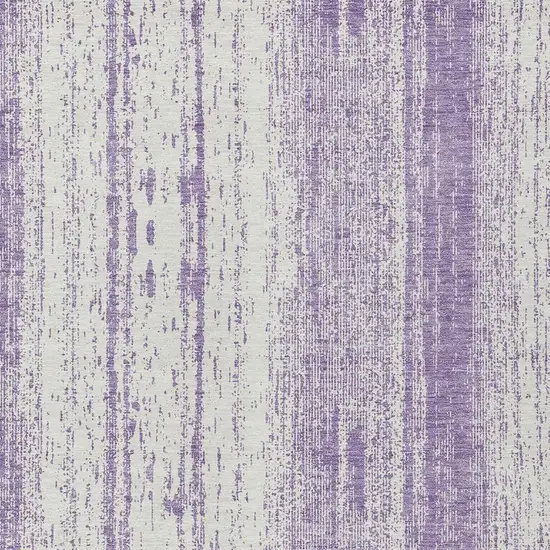 Purple And Ivory Striped Washable Indoor Outdoor Area Rug Photo 6