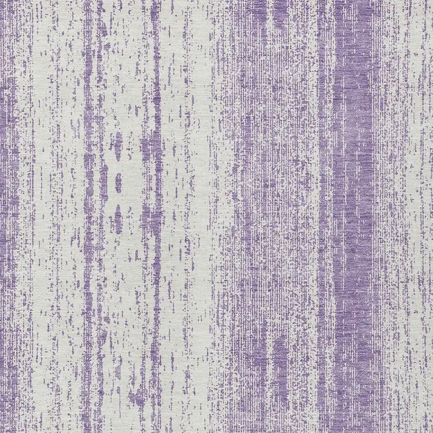 Purple And Ivory Striped Washable Indoor Outdoor Area Rug Photo 6