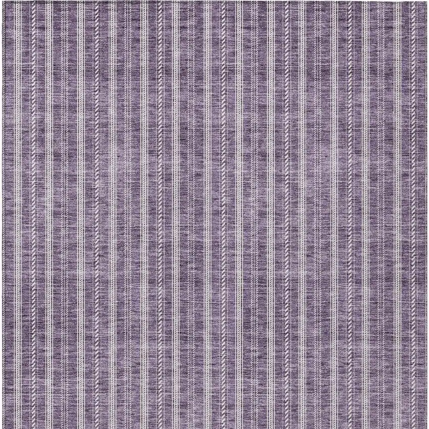 Purple And Ivory Striped Washable Indoor Outdoor Area Rug Photo 6