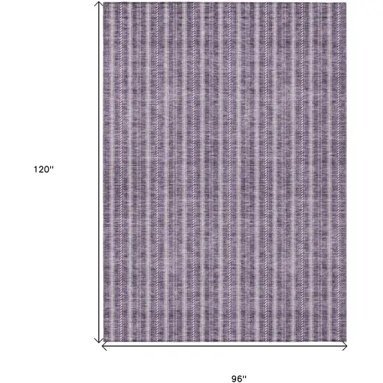 Purple And Ivory Striped Washable Indoor Outdoor Area Rug Photo 3