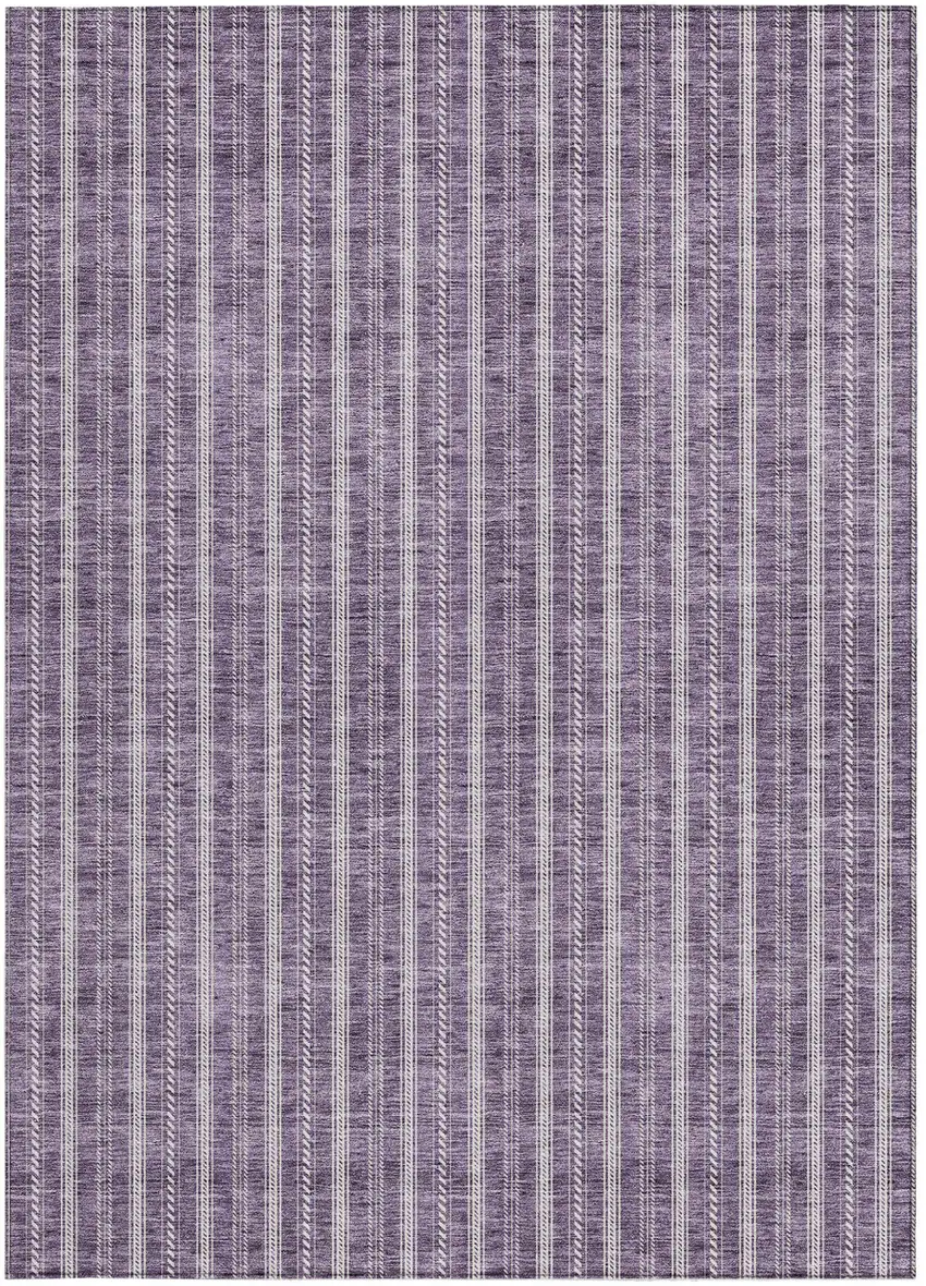 Purple And Ivory Striped Washable Indoor Outdoor Area Rug Photo 6