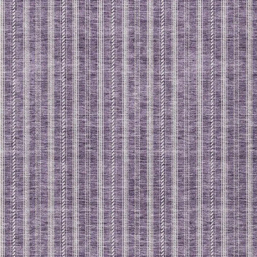 Purple And Ivory Striped Washable Indoor Outdoor Area Rug Photo 5
