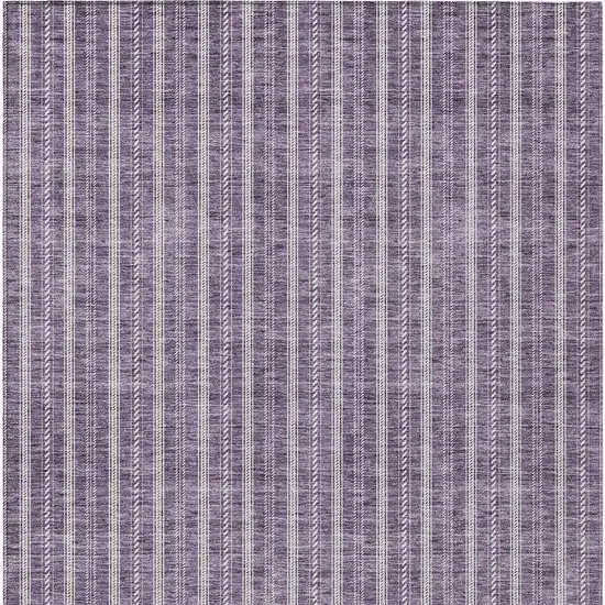 Purple And Ivory Striped Washable Indoor Outdoor Area Rug Photo 5
