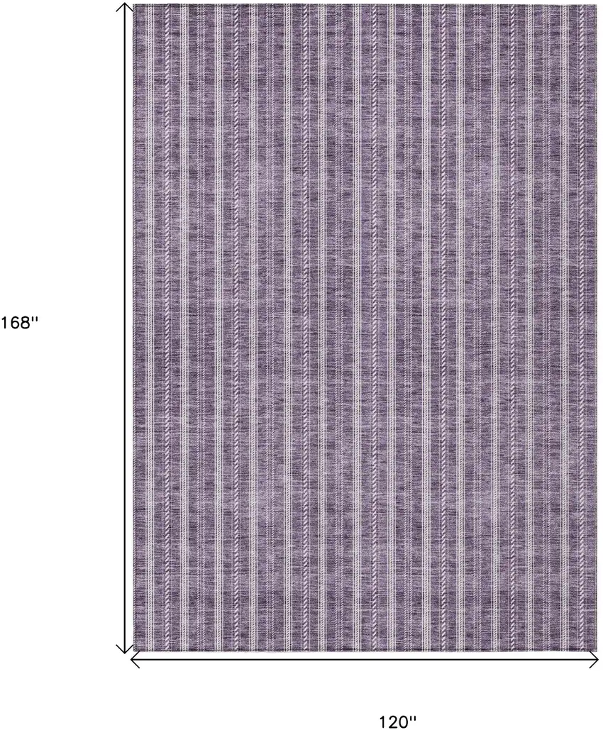 Purple And Ivory Striped Washable Indoor Outdoor Area Rug Photo 3