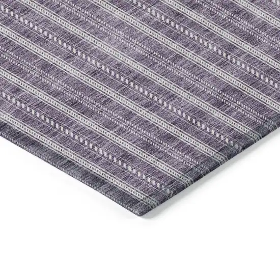 Purple And Ivory Striped Washable Indoor Outdoor Area Rug Photo 4