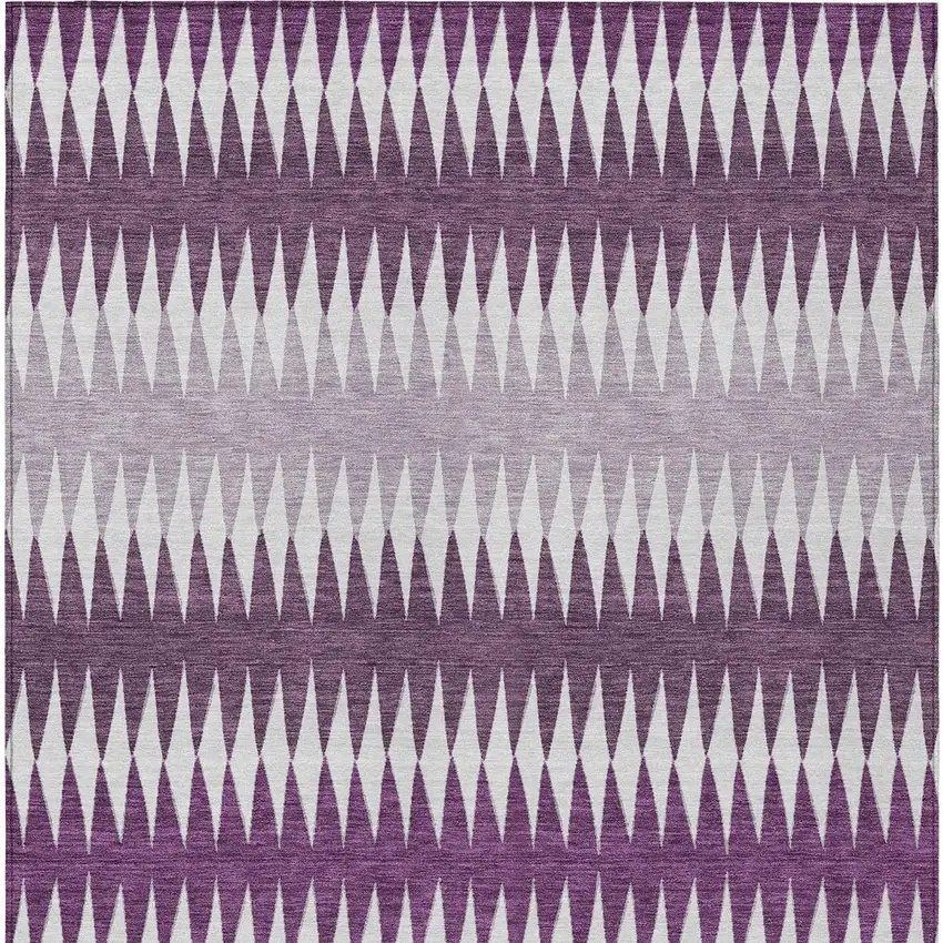 Purple And Ivory Striped Washable Indoor Outdoor Area Rug Photo 6