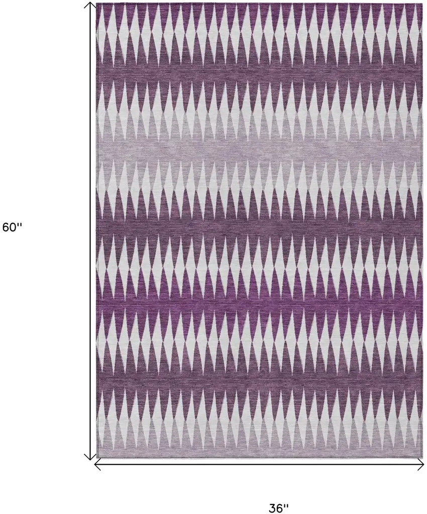 Purple And Ivory Striped Washable Indoor Outdoor Area Rug Photo 3