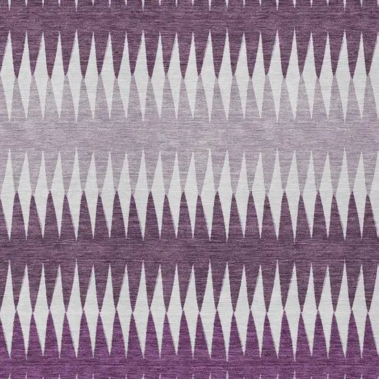Purple And Ivory Striped Washable Indoor Outdoor Area Rug Photo 6