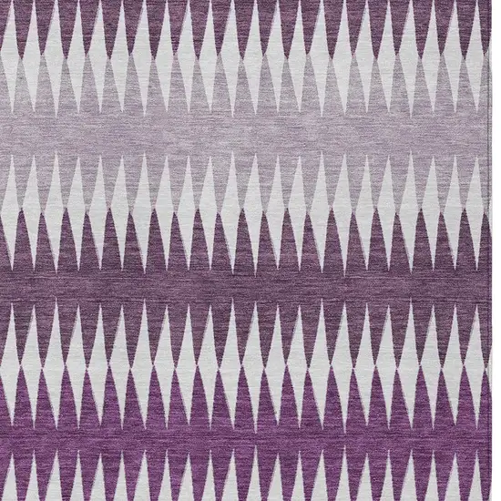 Purple And Ivory Striped Washable Indoor Outdoor Area Rug Photo 6