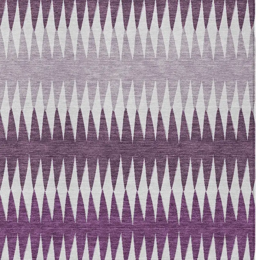 Purple And Ivory Striped Washable Indoor Outdoor Area Rug Photo 6