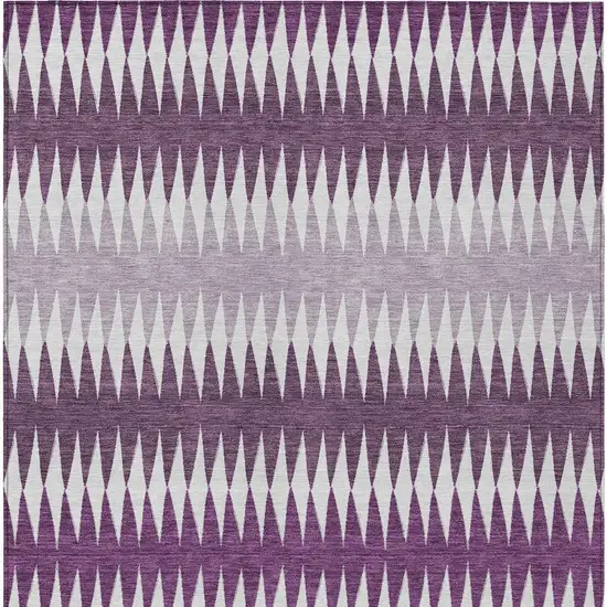 Purple And Ivory Striped Washable Indoor Outdoor Area Rug Photo 7