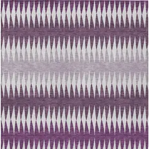 Photo of Purple And Ivory Striped Washable Indoor Outdoor Area Rug