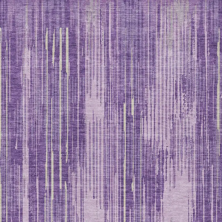Purple And Ivory Striped Washable Indoor Outdoor Area Rug Photo 6