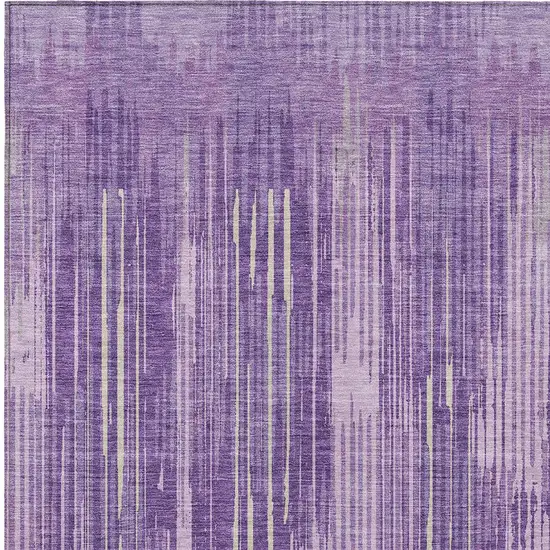 Purple And Ivory Striped Washable Indoor Outdoor Area Rug Photo 6