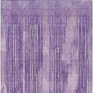 Photo of Purple And Ivory Striped Washable Indoor Outdoor Area Rug