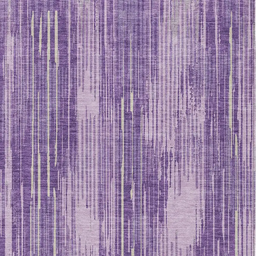 Purple And Ivory Striped Washable Indoor Outdoor Area Rug Photo 6