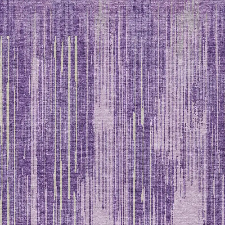 Purple And Ivory Striped Washable Indoor Outdoor Area Rug Photo 6