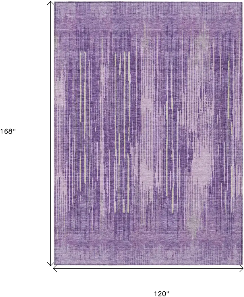 Purple And Ivory Striped Washable Indoor Outdoor Area Rug Photo 3