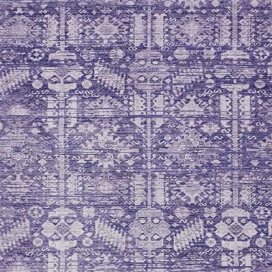Purple And Ivory Tribal Washable Indoor Outdoor Area Rug Photo 4