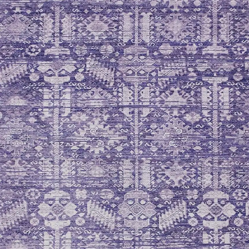 Purple And Ivory Tribal Washable Indoor Outdoor Area Rug Photo 4