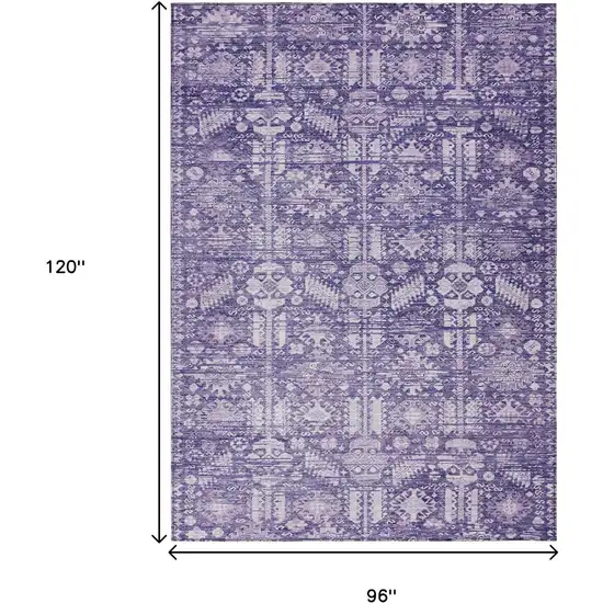 Purple And Ivory Tribal Washable Indoor Outdoor Area Rug Photo 9