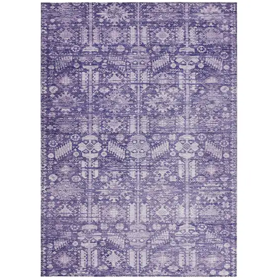 Purple And Ivory Tribal Washable Indoor Outdoor Area Rug Photo 3
