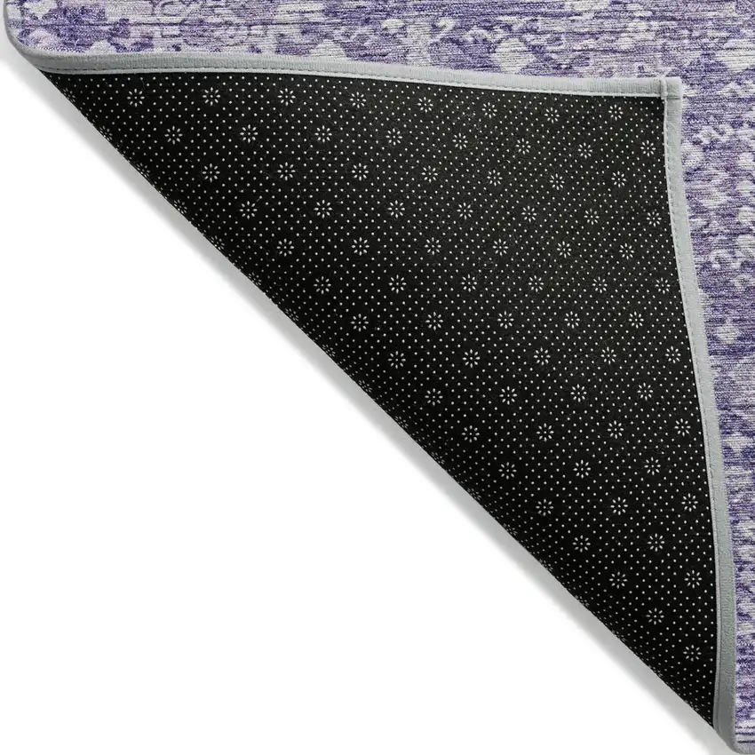 Purple And Ivory Tribal Washable Indoor Outdoor Area Rug Photo 7