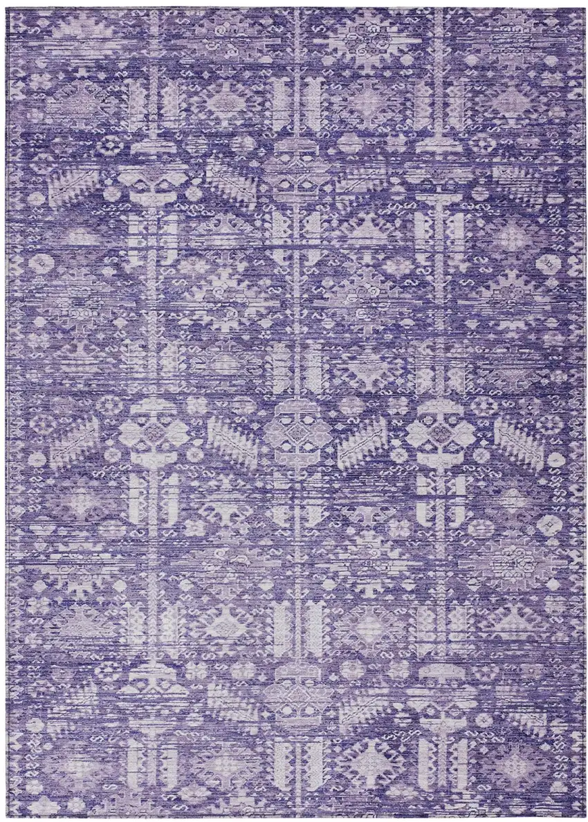Purple And Ivory Tribal Washable Indoor Outdoor Area Rug Photo 2