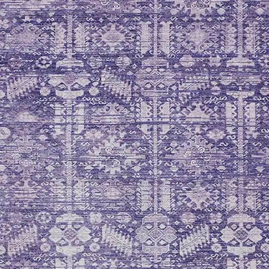 Purple And Ivory Tribal Washable Indoor Outdoor Area Rug Photo 6