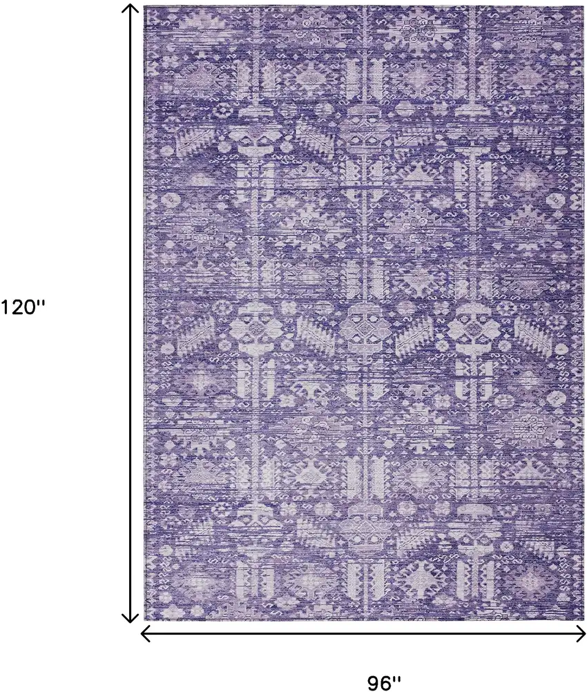 Purple And Ivory Tribal Washable Indoor Outdoor Area Rug Photo 9