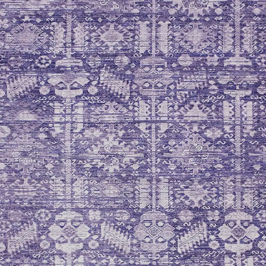 Purple And Ivory Tribal Washable Indoor Outdoor Area Rug Photo 6