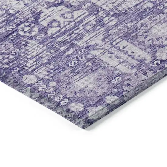 Purple And Ivory Tribal Washable Indoor Outdoor Area Rug Photo 5