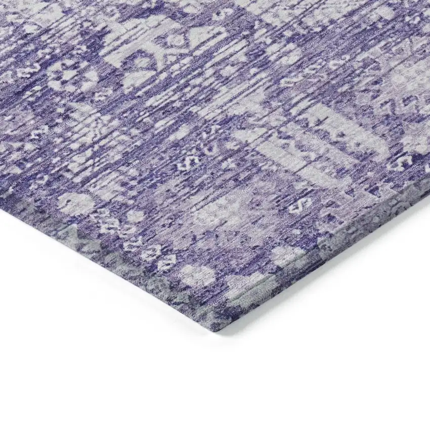 Purple And Ivory Tribal Washable Indoor Outdoor Area Rug Photo 5