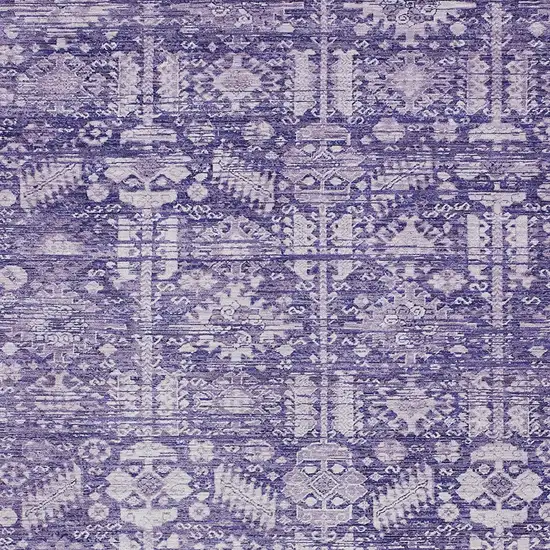Purple And Ivory Tribal Washable Indoor Outdoor Area Rug Photo 6