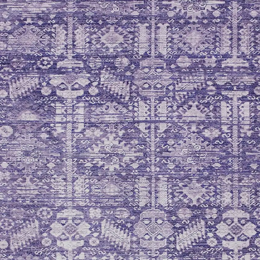 Purple And Ivory Tribal Washable Indoor Outdoor Area Rug Photo 6
