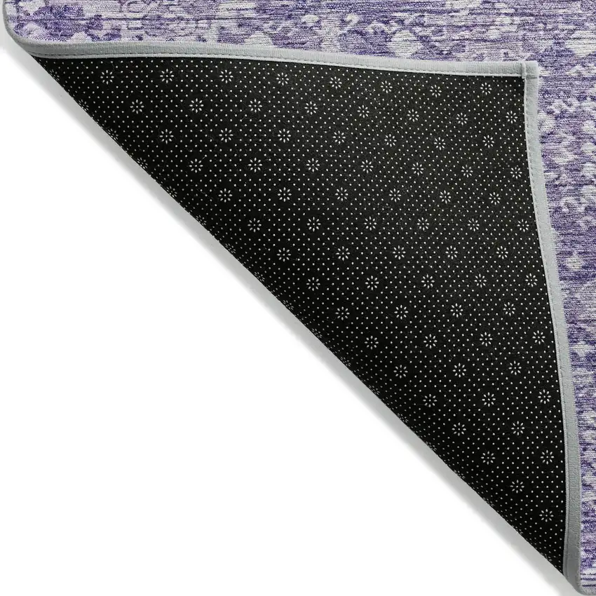 Purple And Ivory Tribal Washable Indoor Outdoor Area Rug Photo 7