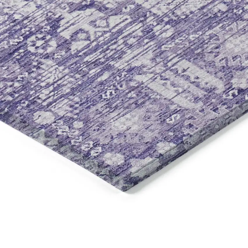 Purple And Ivory Tribal Washable Indoor Outdoor Area Rug Photo 9